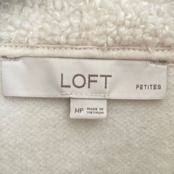 Loft Womens Half Zip‎ Jacket Fleece Sherpa Pullover Long Sleeve White Size MP - Picture 4 of 7